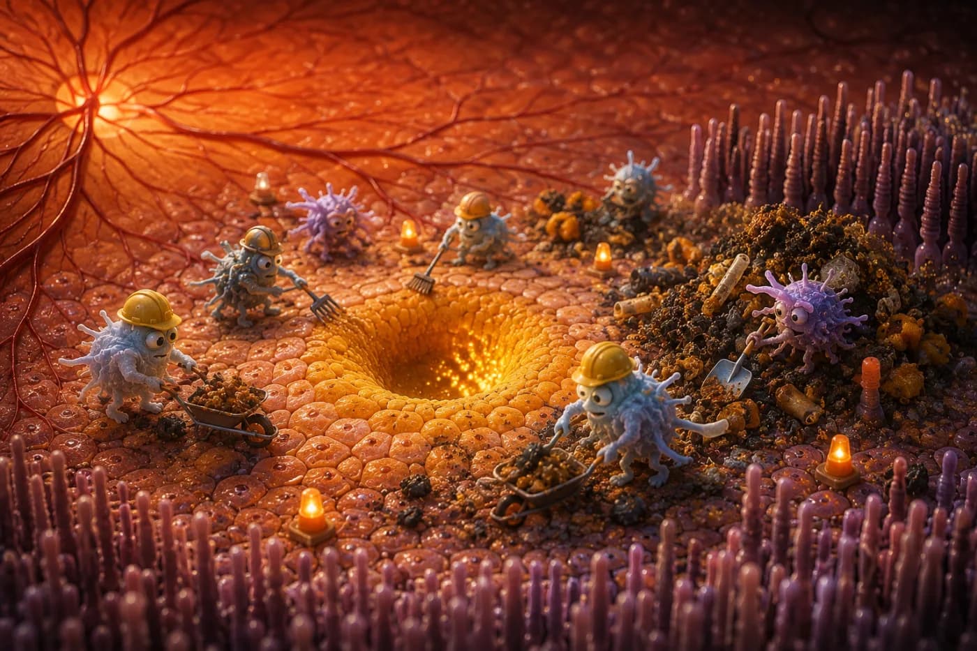 The Molecular Battleground of Macular Degeneration: How Cellular Garbage Collectors Fight AMD and Why Clogged Systems Lead to Blindness