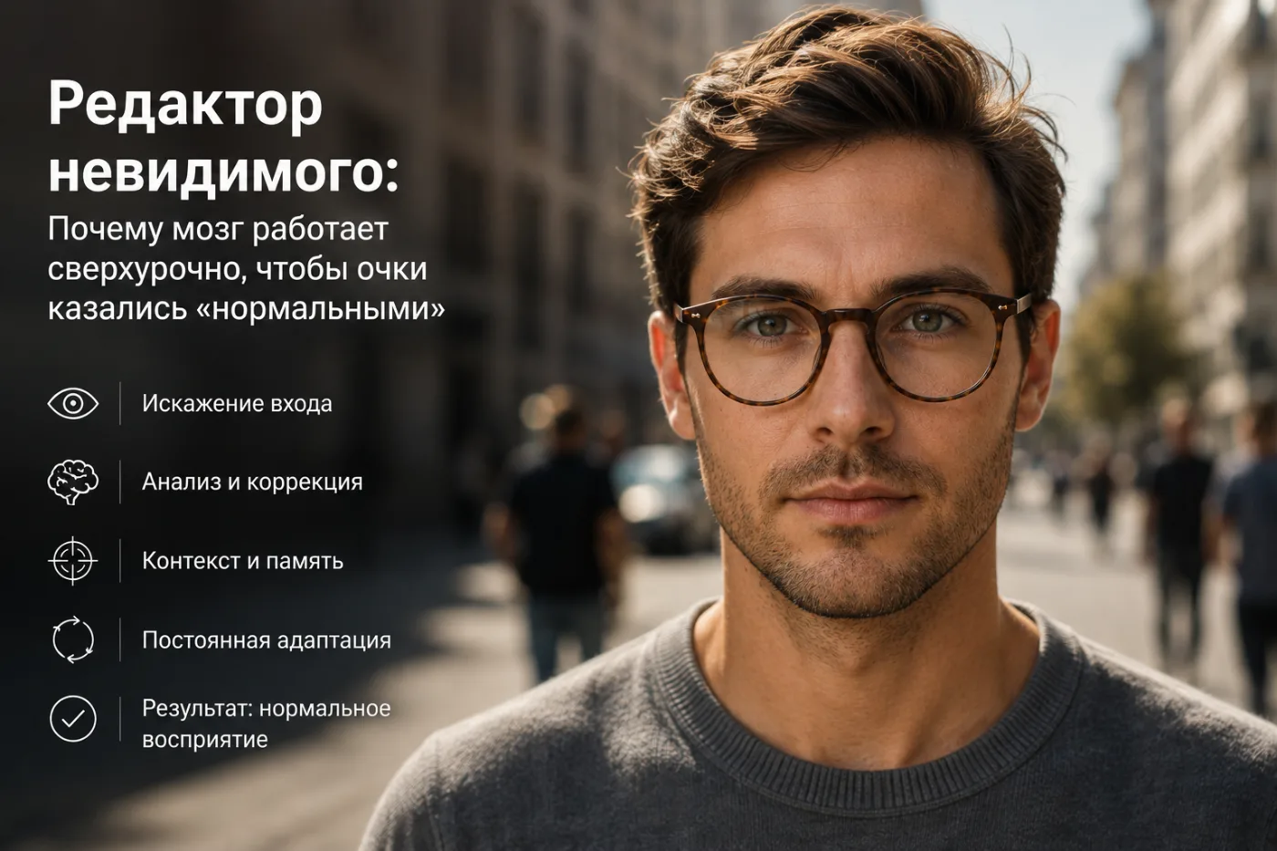 Невидимый редактор реальности: почему наш мозг работает сверхурочно, чтобы мы привыкли к очкам?