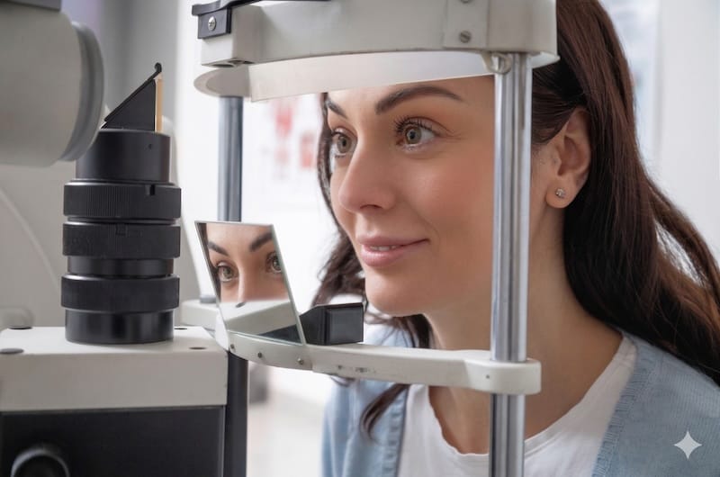 Детальное обследование глаз в клинике KSA Silmakeskus — пациент на диагностике